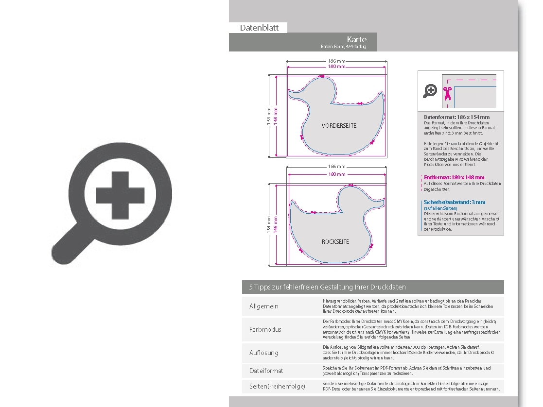 Product Bild weihnachtskarten_stanzform_ente_mit_mattfolie_kaschiert